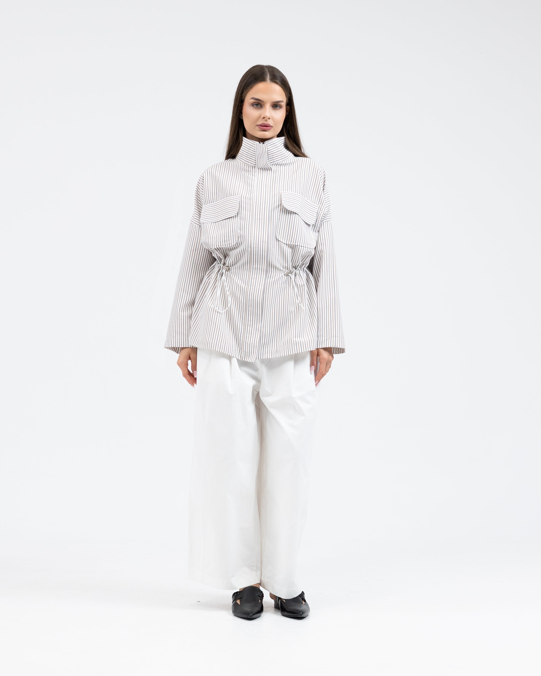 جاكيت بوبلين مقلّم